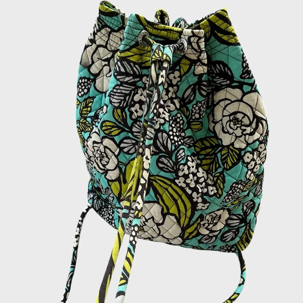 Vera Bradley Island Blooms Ditty Bag Backpack Quilted Drawstring Floral